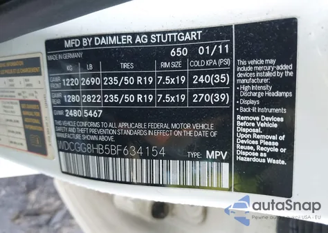 2011 Mercedes-Benz Glk 350 4Matic из США, поврежденный, VIN WDCGG8HB5BF634154